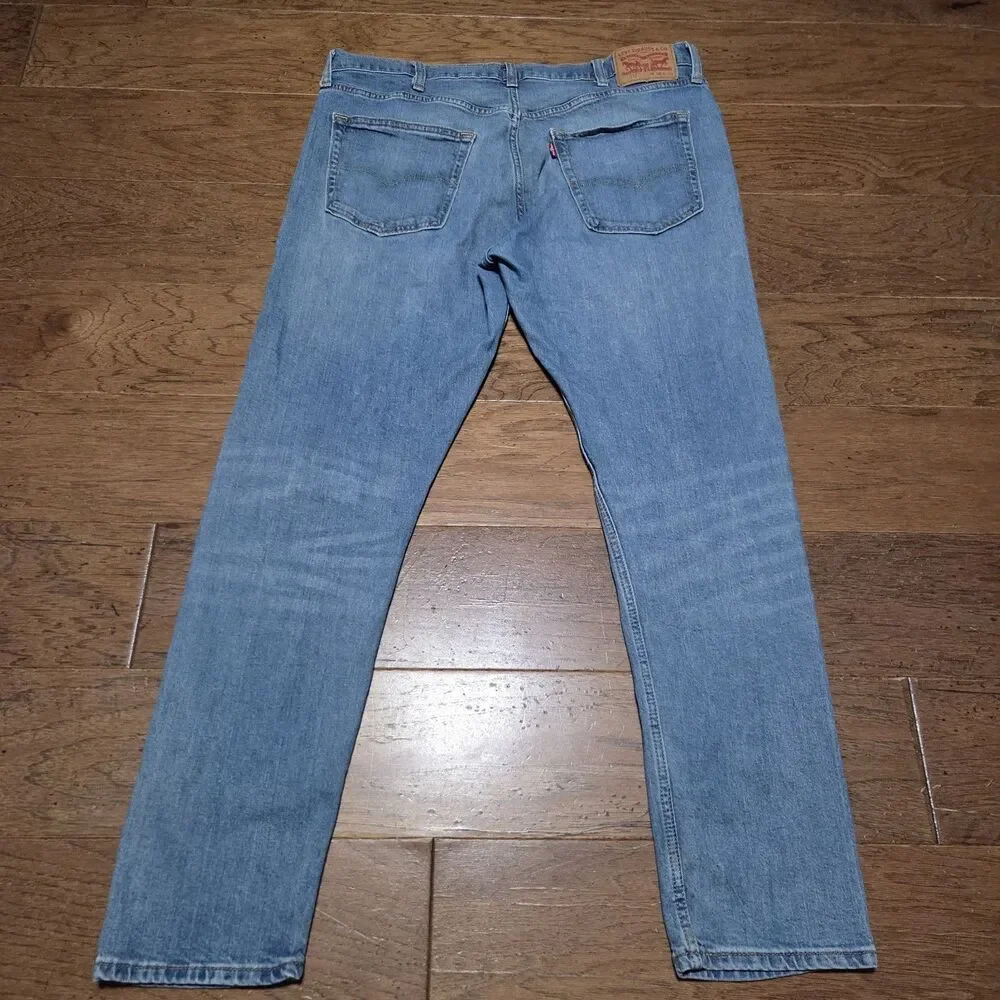 Levis 512 Jeans Mens 38x32 Blue Slim Taper Stretch Denim Medium Wash Whiskered